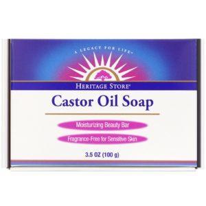 Heritage Store, Jabón Aceite de Castor, Barra de Jabón Hidratante, 3.5 oz (100 g)