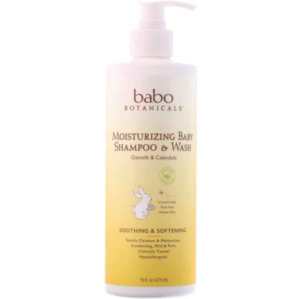 Babo Botanicals, Shampoo y Jabón Liquido para Bebés, Leche de Avena y Calendula, 16 fl oz (473 ml)