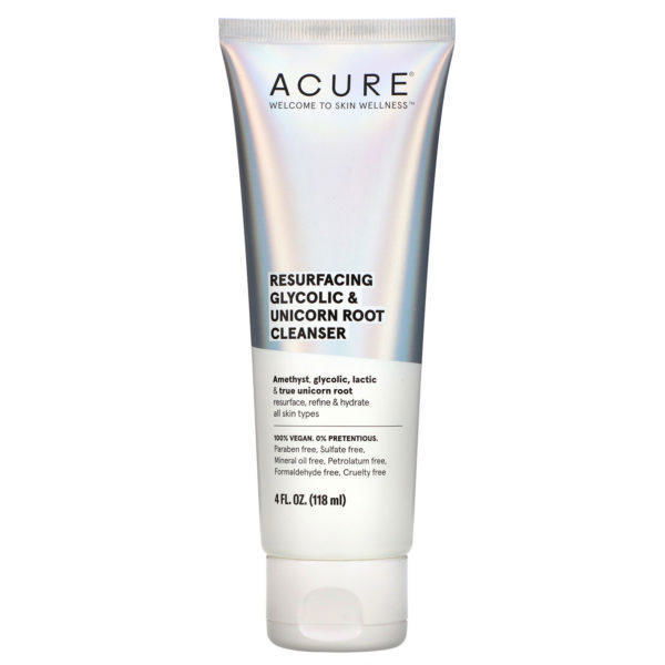 Acure, Resurfacing Glycolic & Unicorn Root Cleanser, 4 fl oz (118 ml)