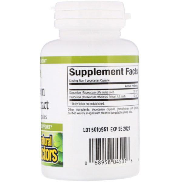 Natural Factors, Dandelion Root Extract, 90 Vegetarian Capsules - Imagen 2