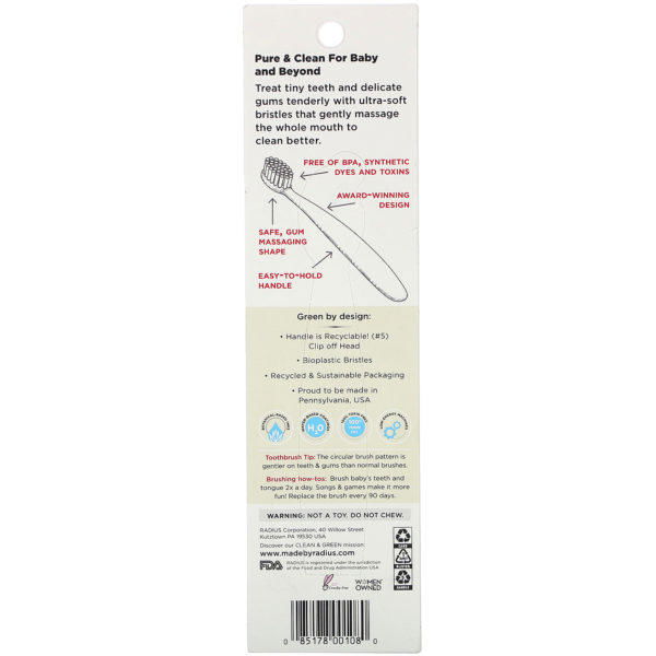 RADIUS, Pure Brush, 6 Months+, Ultra Sensitive, 1 Toothbrush - Imagen 3