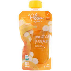 Plum Organics, Alimentos orgánicos para bebés, Etapa 2, Banana y calabaza, 4 oz (113 g)