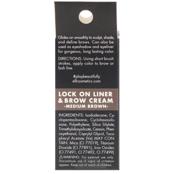 E.L.F., Crema y delineador para cejas, se fija, Marrón mediano, 0,19 oz (5,5 g) - Imagen 3