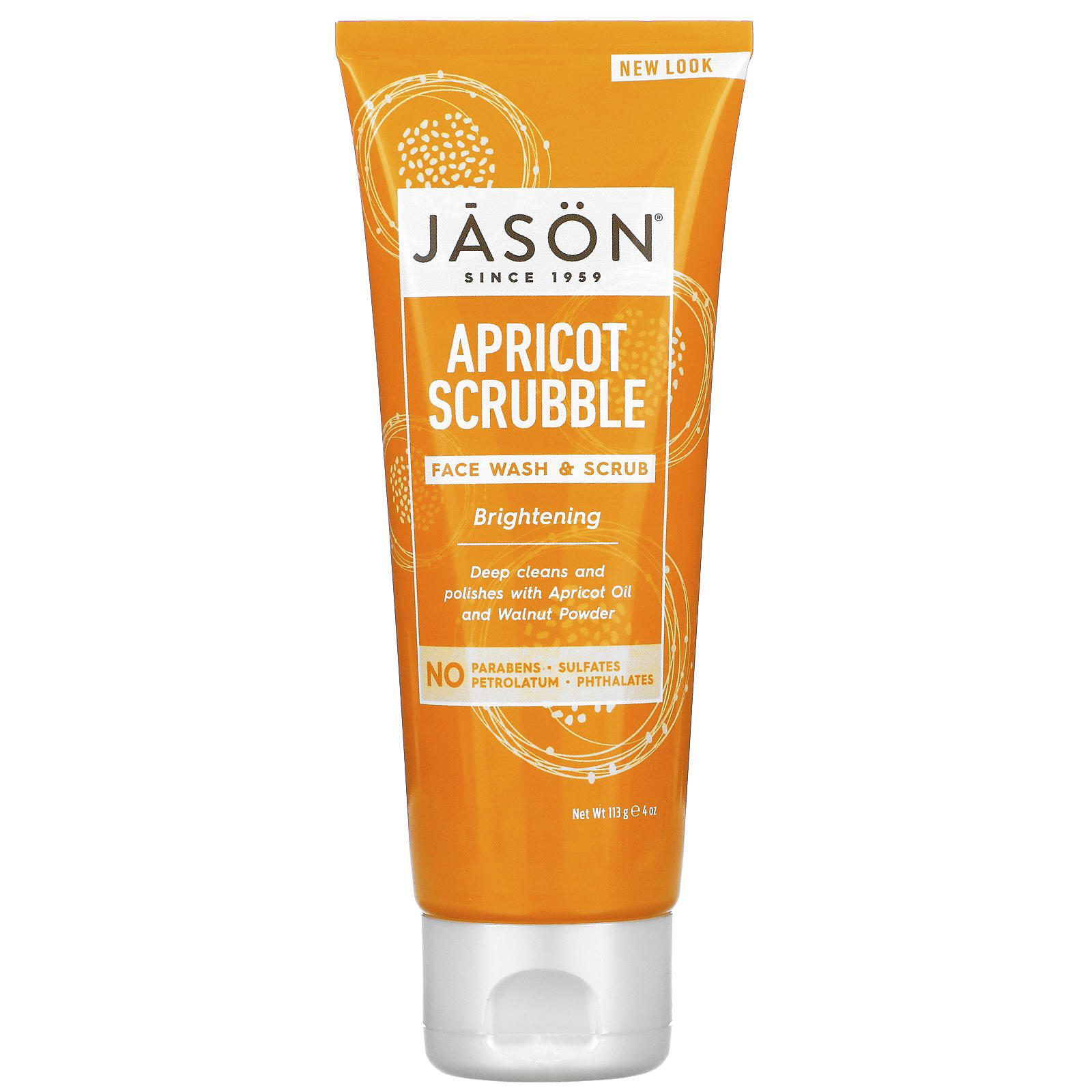 Jason Natural, Limpiador & Exfoliante Facial, Damasco Iluminador, 4 oz (113 g)