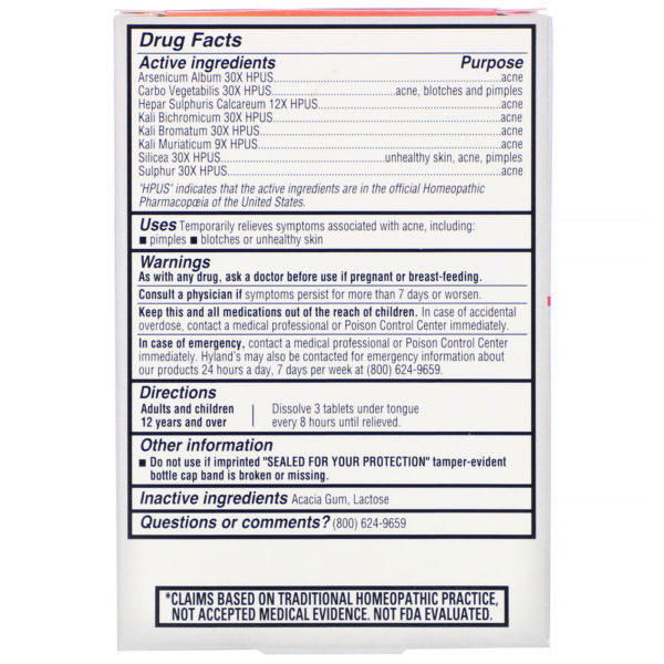 Hyland's, Young Adult, ClearAc, 194 mg ,  50 Quick-Dissolving Tablets - Imagen 2