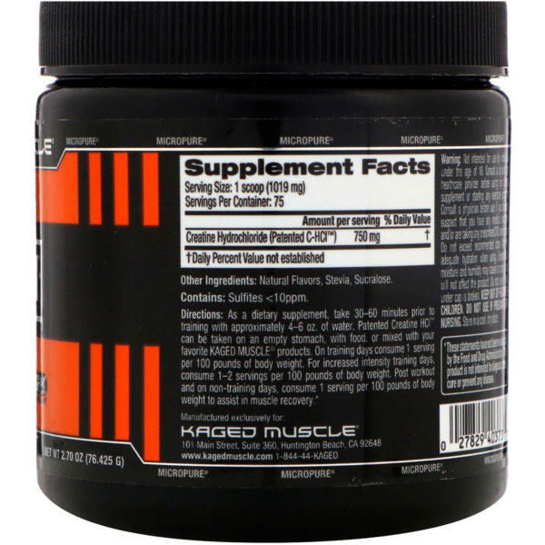 Kaged Muscle, Creatina C-HCL patentada, limón y lima, 2.70 oz (76.425 g) - Imagen 2