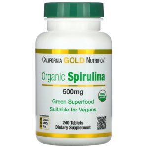 California Gold Nutrition, Espirulina orgánica, Producto orgánico certificado por el USDA, 500 mg, 240 comprimidos