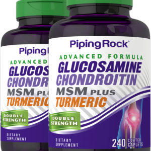 Glucosamina, condroitina, MSM Plus de doble concentración avanzada Cúrcuma, 240 Comprimidos recubiertos, 2  Botellas/Frascos