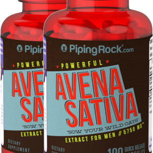Avena sativa - Fuerza y potencia masculina, 5750 mg, 100 Cápsulas de liberación rápida, 2  Botellas/Frascos
