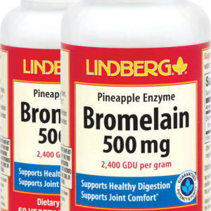 Enzima bromelaína de la piña (2400 GDU/g), 500 mg, 60 Cápsulas vegetarianas, 2  Botellas/Frascos