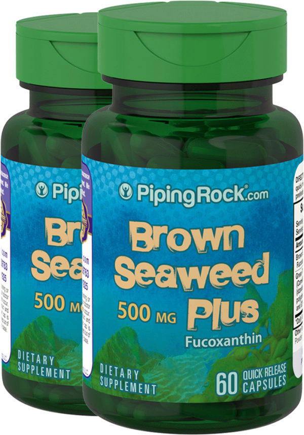 Alga marina marrón Plus (Wakame), 500 mg, 60 Cápsulas de liberación rápida, 2  Botellas/Frascos