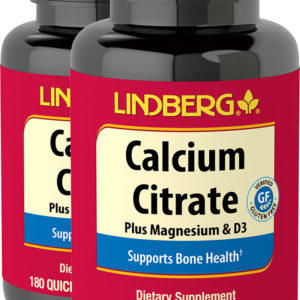 Citrato de calcio + vitamina D3 & Magnesio, 180 Cápsulas, 2  Botellas/Frascos