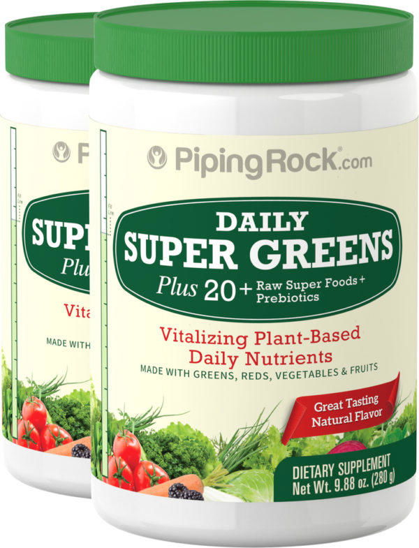 Polvo Super Greens diario (Orgánico), 9.88 oz (280 g) Botella/Frasco, 2  Botellas/Frascos