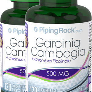 Garcinia cambogia y picolinato de cromo, 500 mg, 120 Cápsulas de liberación rápida, 2  Botellas/Frascos