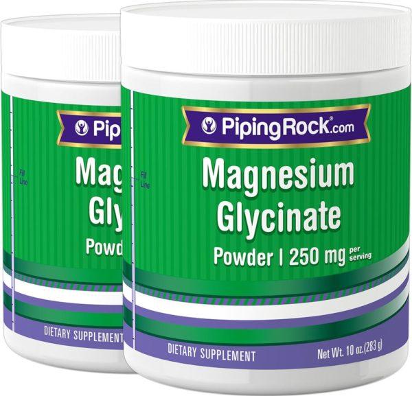 Magnesium Glycinate Powder, 250 mg (por porción), 10 oz (283 g) Botella/Frasco, 2  Botellas/Frascos