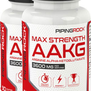 Arginina AAKG(potenciador del óxido nítrico) - Fuerza máxima, 3600 mg (por porción), 90 Comprimidos recubiertos, 2 Botellas/Frascos