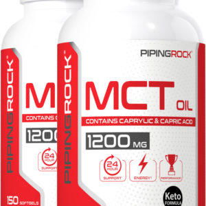 Aceite de MCT (triglicéridos de cadena media), 1200 mg, 150 Cápsulas blandas de liberación rápida, 2  Botellas/Frascos
