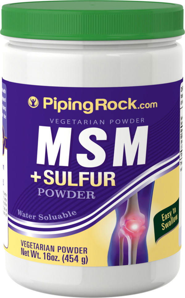 MSM (azufre) en polvo, 3000 mg (por porción), 16 oz (454 g) Botella/Frasco