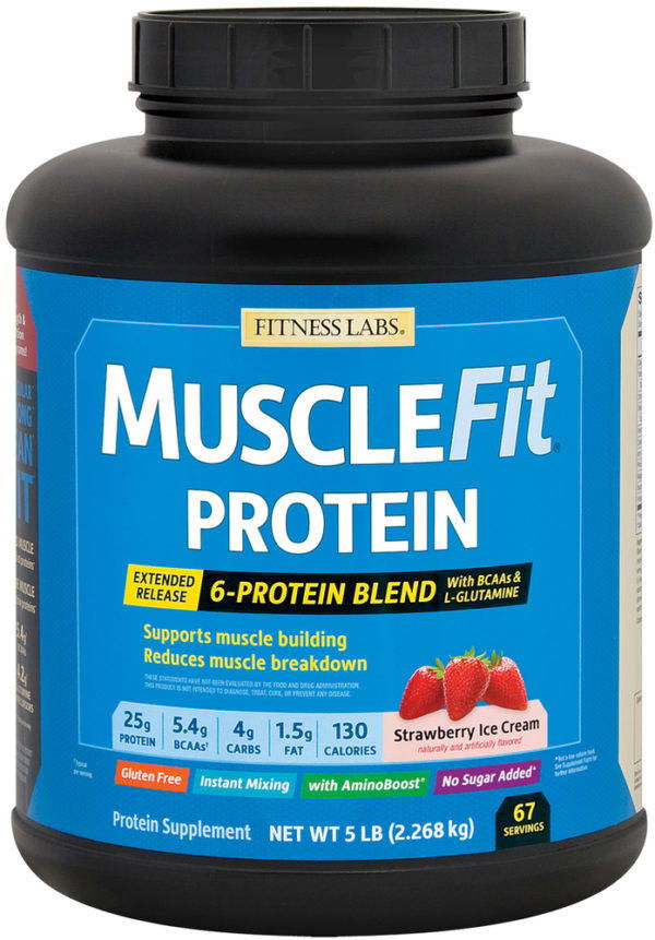 Proteína MuscleFit (helado de fresa), 5 lb (2.268 kg) size_units.unit.118