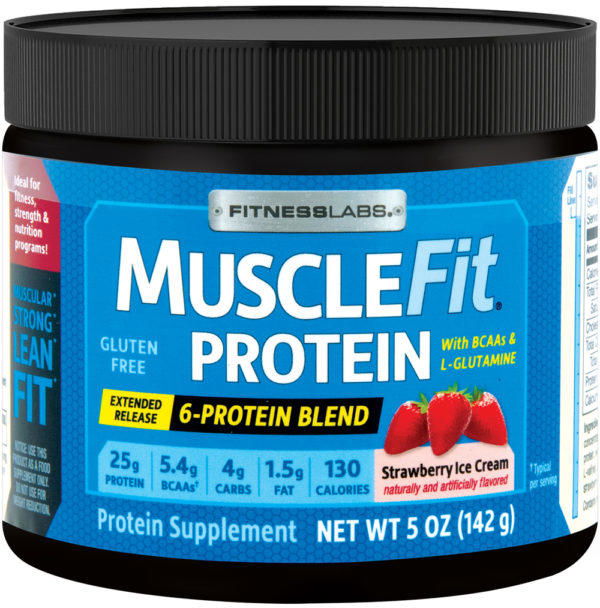 Proteína en polvo MuscleFit, sabor a helado de fresa (tamaño de prueba), 5 oz (142 g) size_units.unit.118