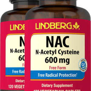 NAC N-acetil cisteína, 600 mg, 120 Vegetariana Comprimidos, 2  Botellas/Frascos