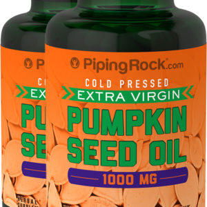 Aceite de pipas de calabaza , 1000 mg, 200 Cápsulas blandas de liberación rápida, 2  Botellas/Frascos
