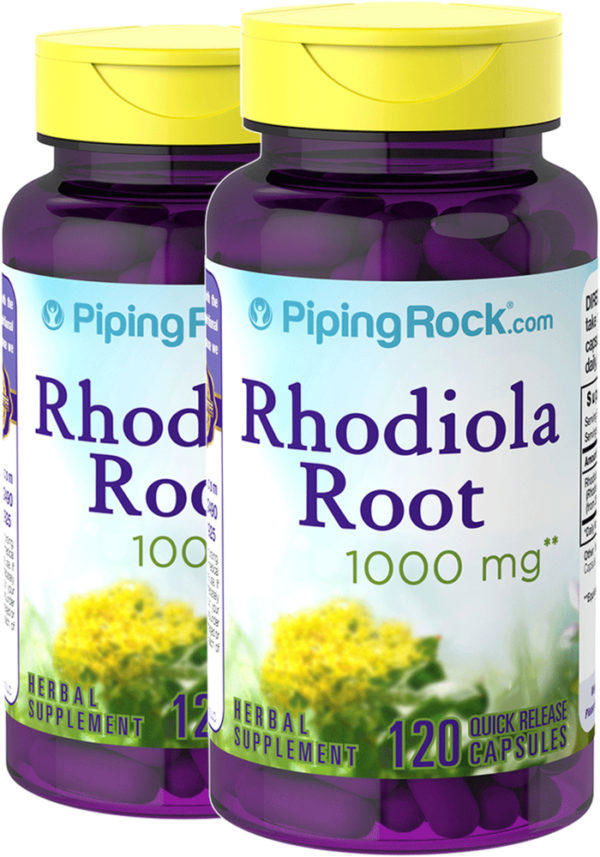 Rhodiola Rosea , 1000 mg, 120 Cápsulas de liberación rápida, 2  Botellas/Frascos