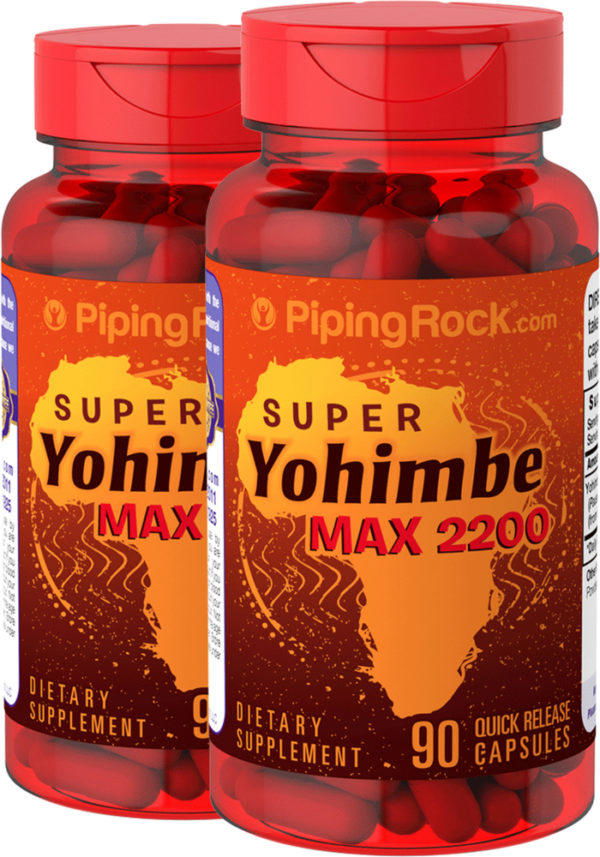 Super Yohimbe Max 2200, 90 Cápsulas de liberación rápida, 2  Botellas/Frascos