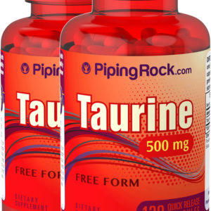 Taurina , 500 mg, 120 Cápsulas de liberación rápida, 2  Botellas/Frascos