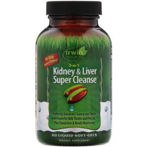 Irwin Naturals, Superlimpieza 2 en 1 de riñones e hígado, 60 cápsulas blandas