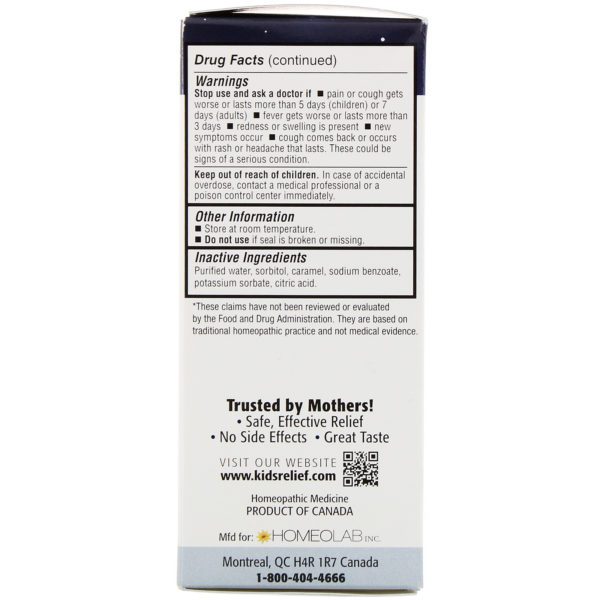 Homeolab USA, Kids Relief, Cough & Cold Syrup, Nighttime Formula, For Kids 0-12 Yrs, 3.4 fl oz (100 ml) - Imagen 2