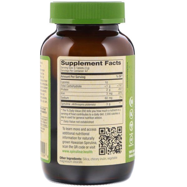 Nutrex Hawaii, Pure Hawaiian Spirulina, 500 mg, 400 Tablets (200 g) - Imagen 2