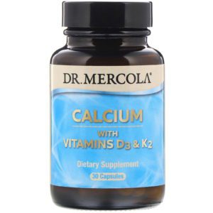 Dr. Mercola, Calcio con vitaminas D3 y K2, 30 comprimidos