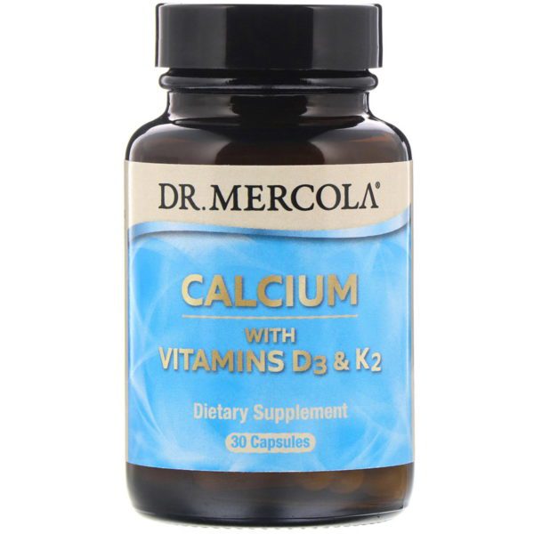 Dr. Mercola, Calcio con vitaminas D3 y K2, 30 comprimidos