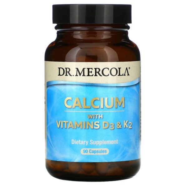Dr. Mercola, Calcio con vitaminas D3 y K2, 90 cápsulas