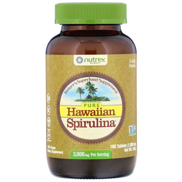 Nutrex Hawaii, Hawaiian Spirulina pura, 3000 mg por porción, 180 comprimidos