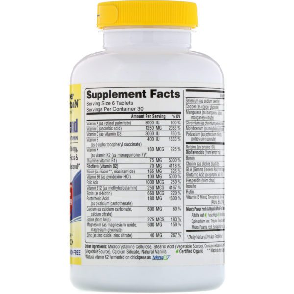 Super Nutrition, Men's Blend, multivitaminas ricas en antioxidantes, sin hierro, 180 comprimidos - Imagen 2