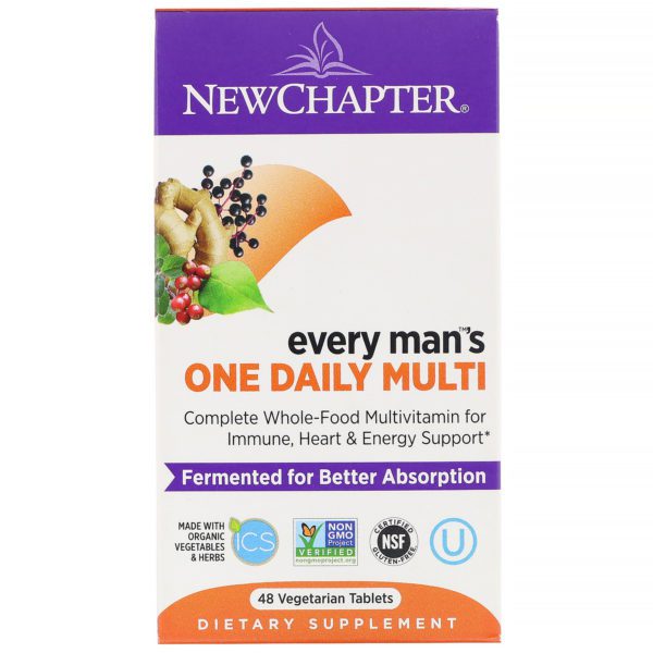 New Chapter, Multivitamina diaria para hombres, 48 comprimidos vegetarianos