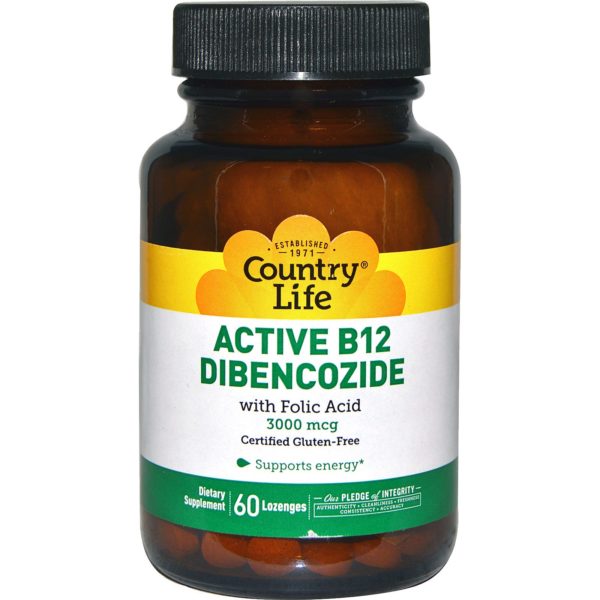 Country Life, Active B12 Dibencozide, 3000 mcg, 60 Pastillas