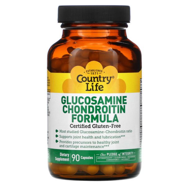 Country Life, Fórmula de glucosamina condroitina, 90 cápsulas