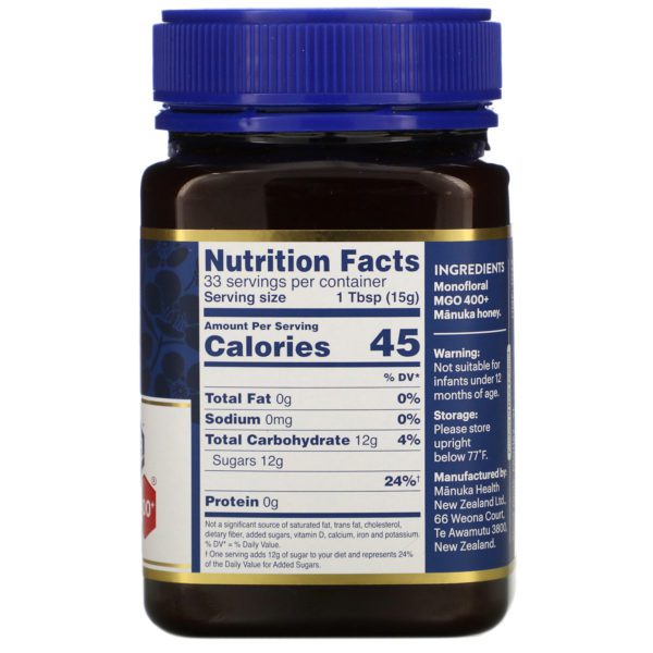 Manuka Health, Miel de Manuka, MGO 400+, 500 g (1,1 lb) - Imagen 2