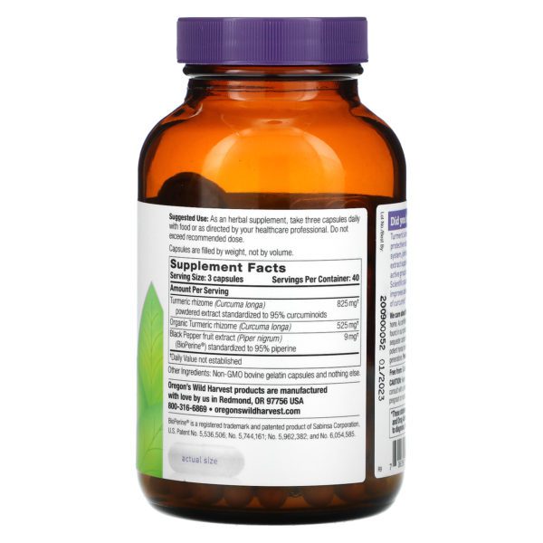 Oregon's Wild Harvest, Turmeric, 120 Vegetarian Capsules - Imagen 2
