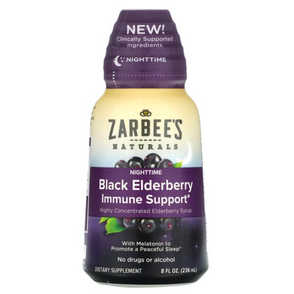 Zarbee's, Suplemento inmunitario de baya de saúco negro NightTime, 236 ml (8 oz. liq.)