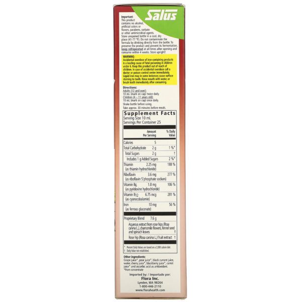 Flora, Floradix, Floravital, Suplemento con hierro y hierbas, Fórmula de extracto líquido, 250 ml (8,5 oz. líq.) - Imagen 2