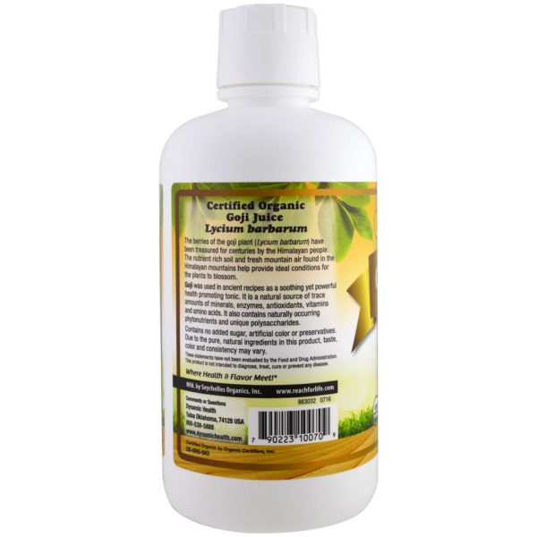 Dynamic Health  Laboratories, Certified Organic Goji Gold, 100% Juice, 32 fl oz (946 ml) - Imagen 3