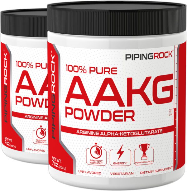 Arginine AAKG 100% Pure Powder-Nitric Oxide Enhancer, 7 oz (200 g) Bottles, 2  Bottles