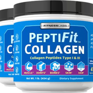 Collagen Peptides Type I & III Powder PeptiFit, 1 lb (454 g) , 2  Bottles