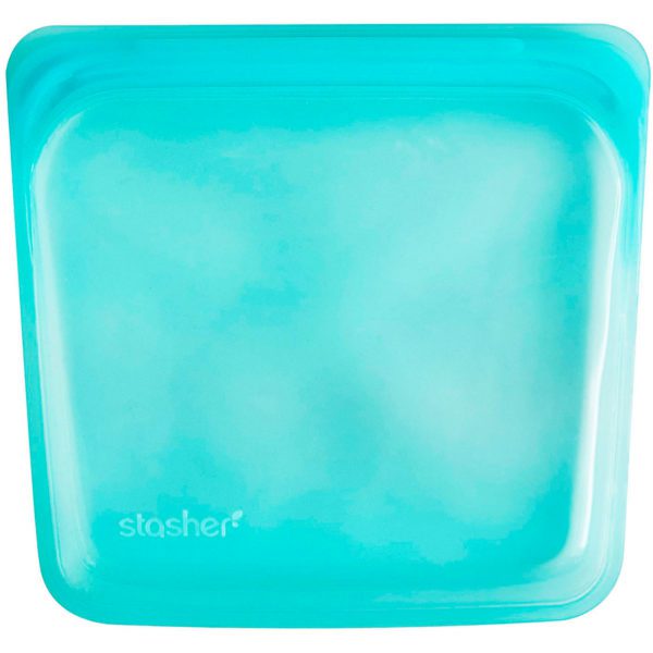 Stasher, Bolsa de silicona para alimentos, reutilizable, tamaño sándwich mediano, aqua, 15 oz líq. (450 ml) - Imagen 3