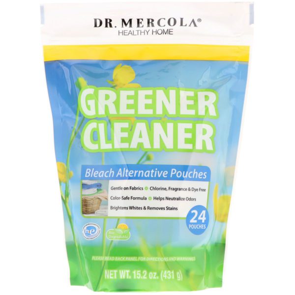 Dr. Mercola, Greener Cleaner, cápsulas blanqueadoras alternativas, 24 bolsitas