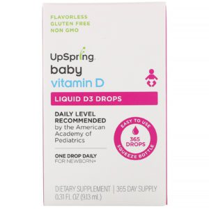 UpSpring, Gotas de vitamina D3 líquida para bebés, 9,13 ml (0,31 oz. líq.)